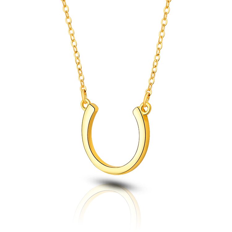 优雅设计14k 18k 24k镀金吊坠项链925银U形项链女饰品礼品