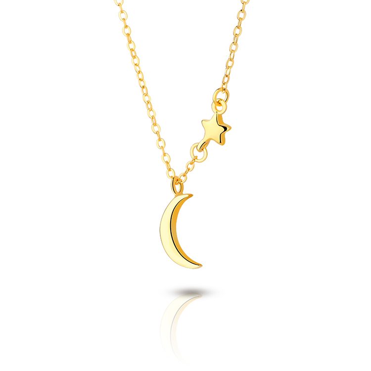 精致的月亮和星星项链14K 18k镀金女性简约分层925纯银珠宝礼品