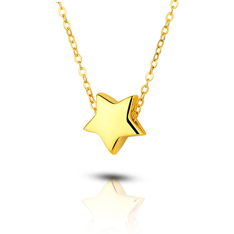 高品质优雅18k 24k明星吊坠项链女性手工925银饰